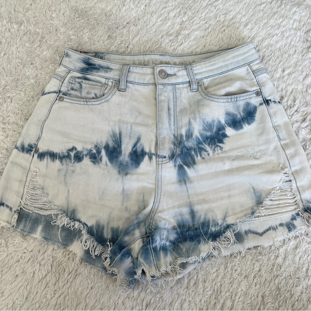 American Eagle Outfitters Blue Tie-Dye Jean Shorts